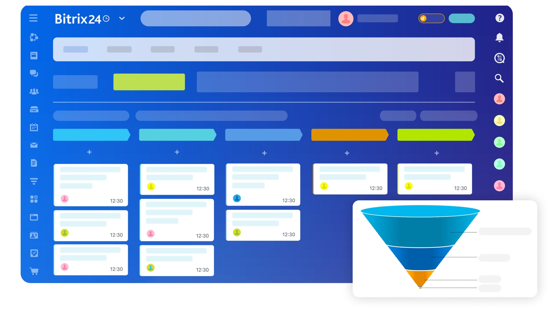 Portal de Bitrix24 con el embudo comercial configurado